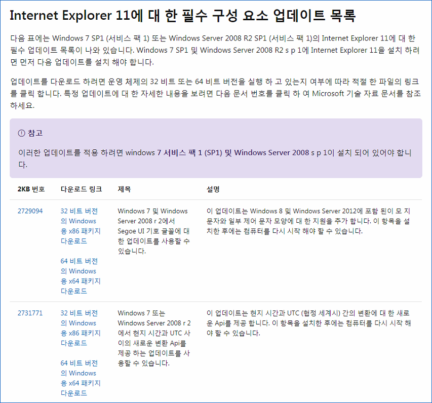 설치하기 전에 Internet Explorer를 업데이트해야 합니다 관련 보안업데이트