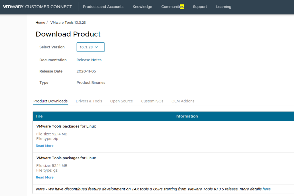 [ Solved ]실패 - 필요한 VMware Tools ISO 이미지가 없거나 액세스할 수 없습니다